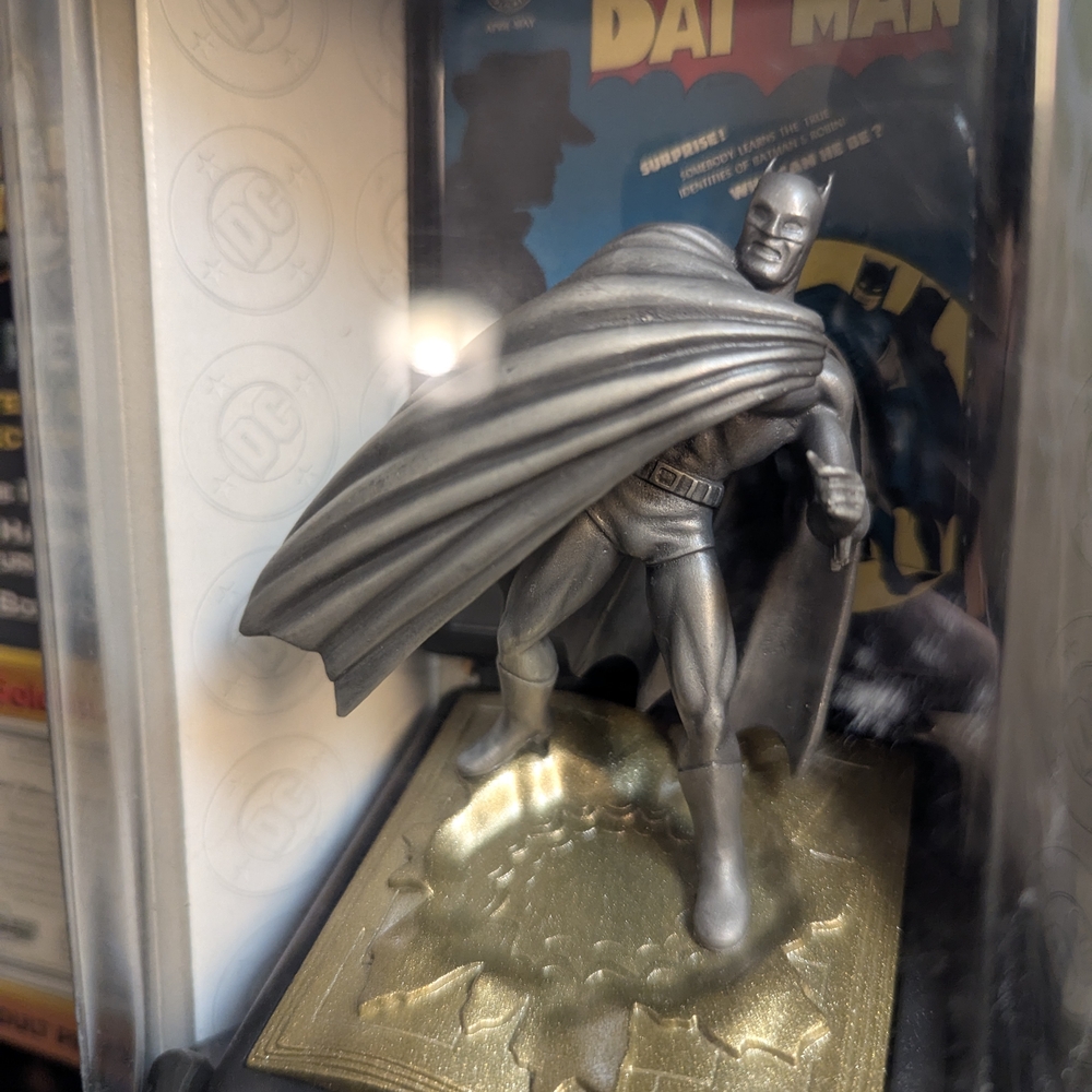 DC Comics Pewter Batman with Gold Base Sculpture Handcrafted